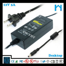 Entrée de l&#39;adaptateur secteur 100 ~ 240v ca 50 / 60hz 12V5A Alimentation de classe 2 prise CC 5.5x2.5mm